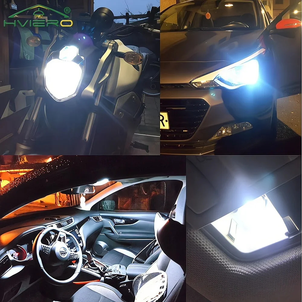 2PCS W5W 194 T10 Glass Housing Cob LED Home Bulb 6000K Wedge License Plate Lamp Dome Light White Diedo Auto Interior Read 12V DC - Image 6