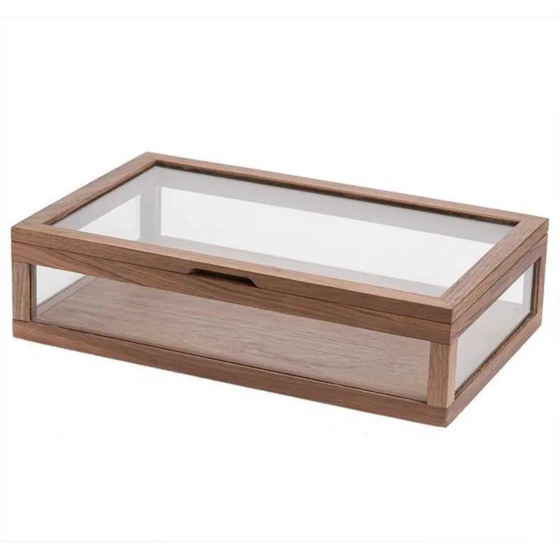 Household Tea Set Display Box Dust-Proof Teacup Transparent Glass Storage Box Tea Room Desktop Wooden Display Cabinet 1PCS LE307 - Image 6