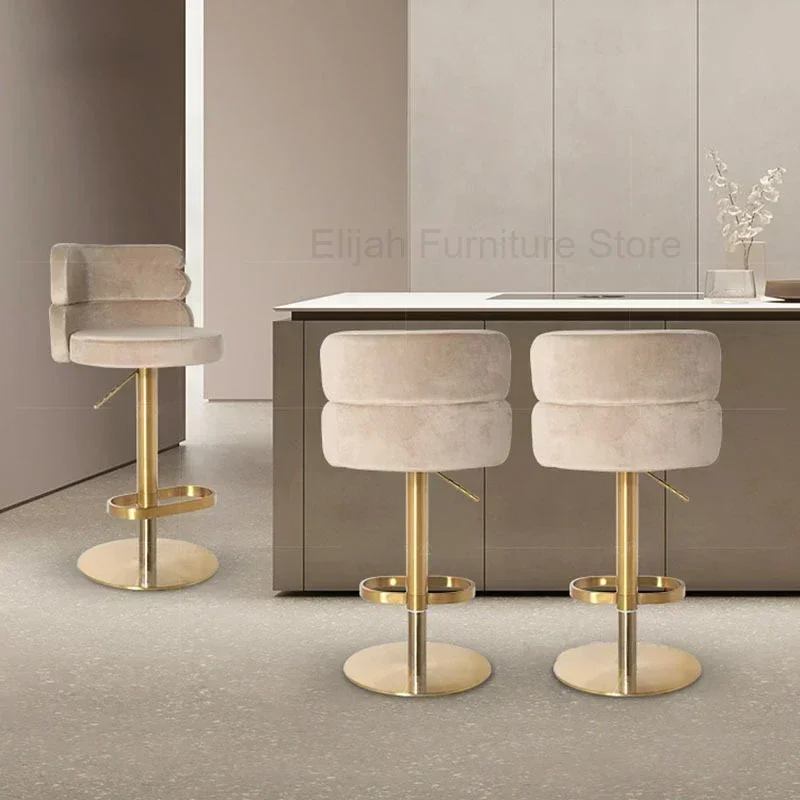 Nordic Design Bar Chair Breakfast Luxury Bar Lifting Adjustable Dinning Chair Soft Reception Bar Chairs White Salon Furniture