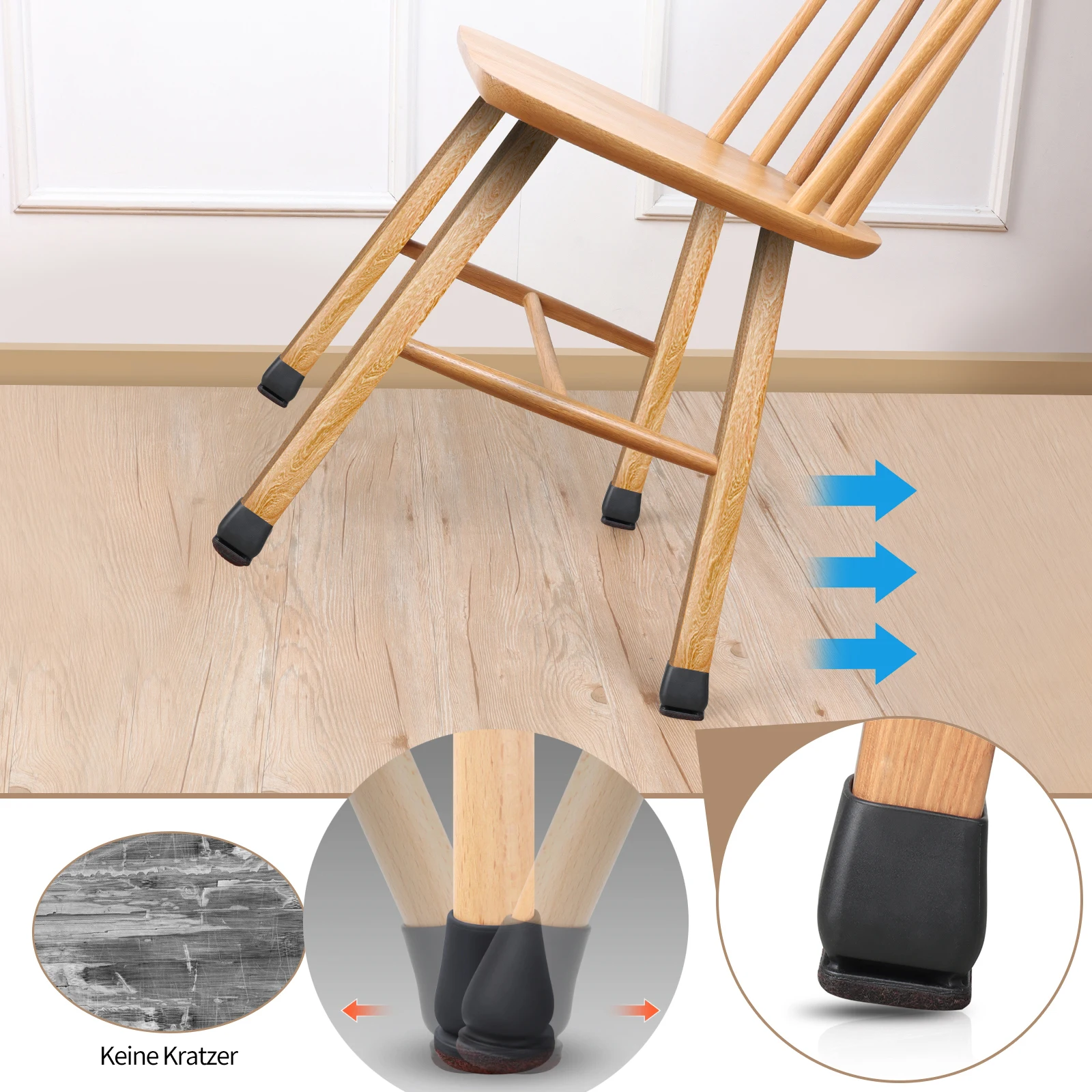 8PCS Chair Foot Cover Diagonal Leg Floor Protectors with Thick Wrap Felt Pads Silicone Furniture Table Feet Protect Floors - Image 4