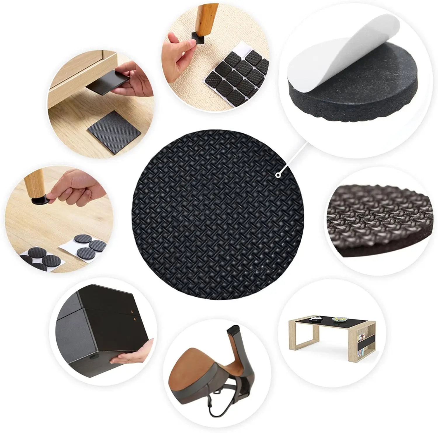 60pcs Heavy Duty Furniture Pads - Non Slip Rubber Feet for Chair Legs and Hardwood Floors - Image 4