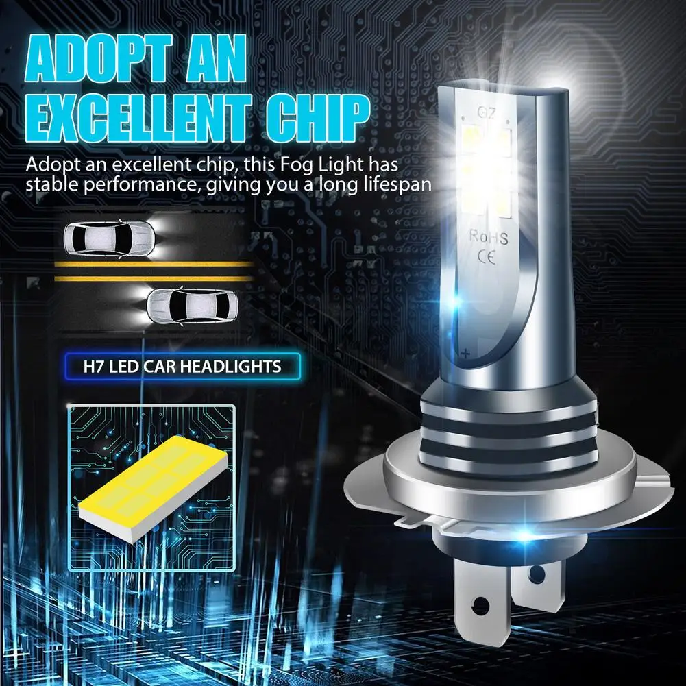 2pcs H7 Led Headlight Bulb Kit Car Fog Light Bulbs High Low Beam 110w 30000lm Super-Bright 6000k White Led Lights For Vehicles - Image 3