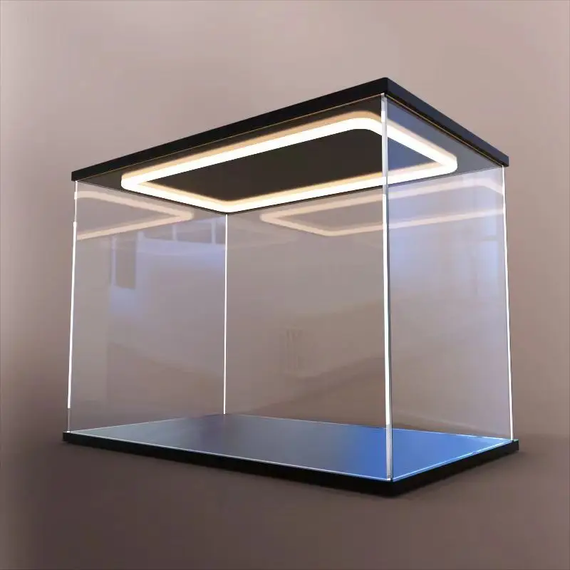 Ring LED Light Acrylic Display Case with Door for Action Figure, Assemble Dust Storage Box for Collections, Car Model Showcase - Image 2