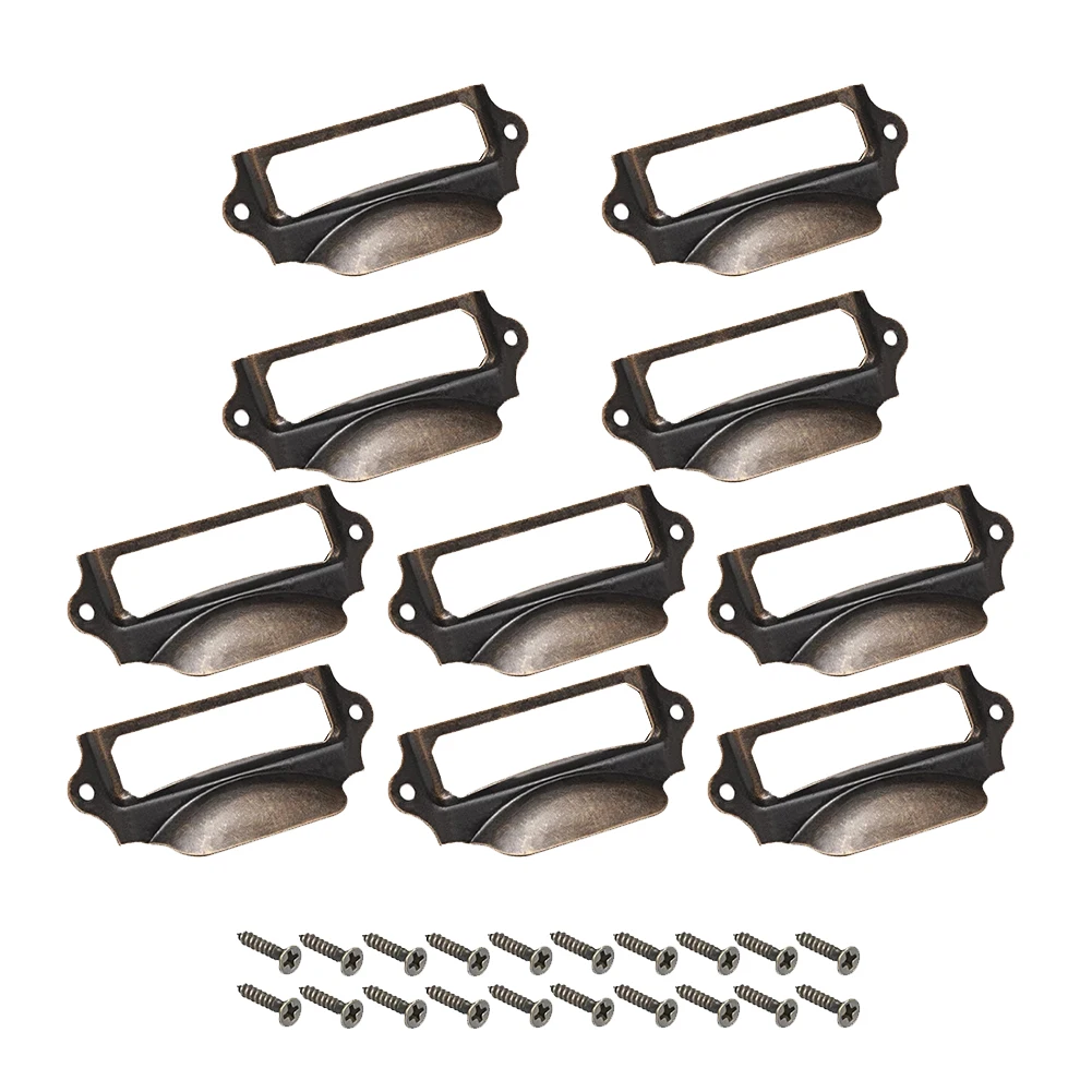 10pcs 70*30mm Drawer Handle Retro Bronze Label For Gift Box Cabinet Cupboard File Case Apothecary Furniture Hardware - Image 5