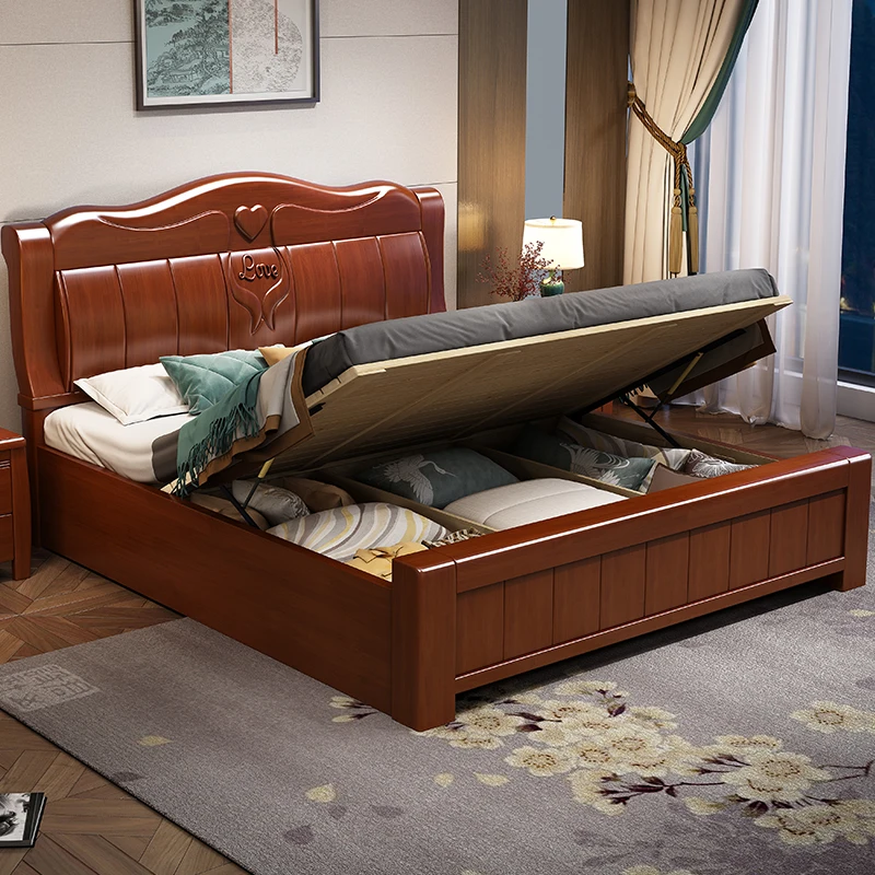 high end waterproof double bed european wood 2 person wooden modern luxury beds queen twin european camas de casal furniture - Image 2