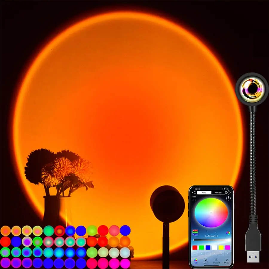 Tuya Smart Sunset Lamp USB Projector LED Night light with Remote Bluetooth App Control Atmosphere Mood Light for Photography - Image 5