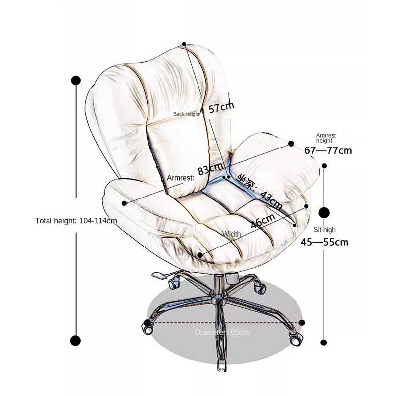 Lazy Bedroom Computer Office Chair Home Comfortable can Sit and Reclining Desk Chair with footrest Girls Office Life Single Sofa - Image 6