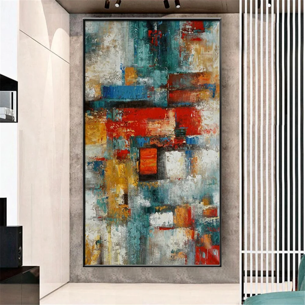 Mhemyo Large Abstract Hand Painted Canvas Art Oil Painting Home Decor Modern Pop Geometry Wall Art Picture For Living Room Decor - Image 3