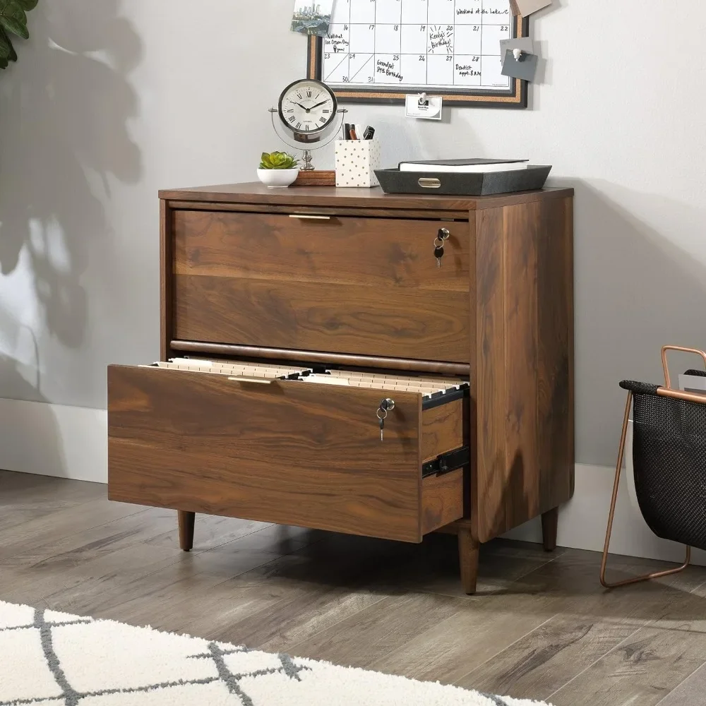 File Wood Cabinet Grand Walnut Finish 5-tier Chest of Drawers With Wheels Desk Filing Cabinet Vinyl Stand - Image 2