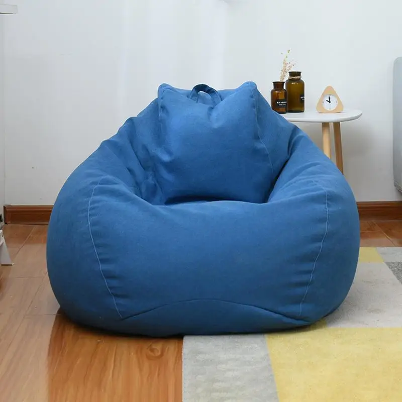 Large Small Lazy Sofas Cover Chairs without Filler Linen Cloth Lounger Seat Bean Bag Pouf Puff Couch Tatami Living Room Beanbags - Image 2