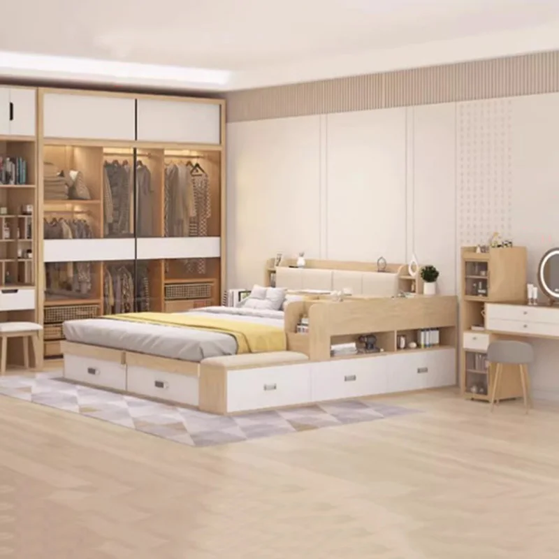 Minimalist Bedroom Bed Queen Size Aesthetic Multifunctional Storage Bed Modern Wood Cama De Casal Luxuosa Luxury Furniture - Image 5