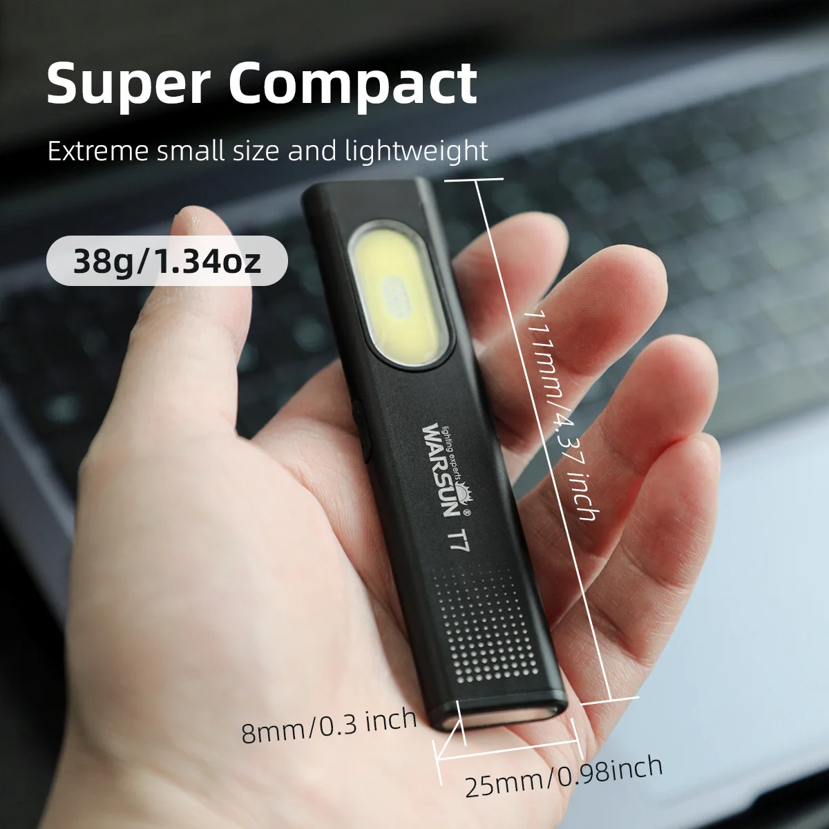 Warsun LED Keychain Flashlight USB-C Rechargeable 800Lm Portable Mini Torch Light Pocket Lantern Flood Work Light With Magnet - Image 4