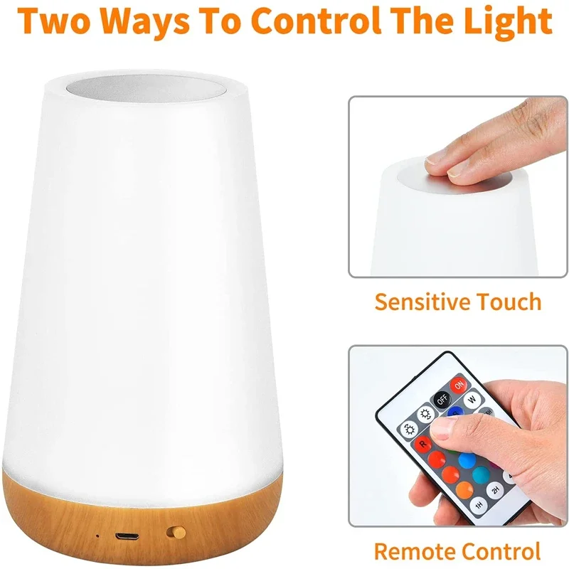 13 RGB Colors LED Night Light for Children Baby Bedroom Decoration Dimmable Touch Lamp Portable Rechargeable Bedside Table Lamp - Image 5