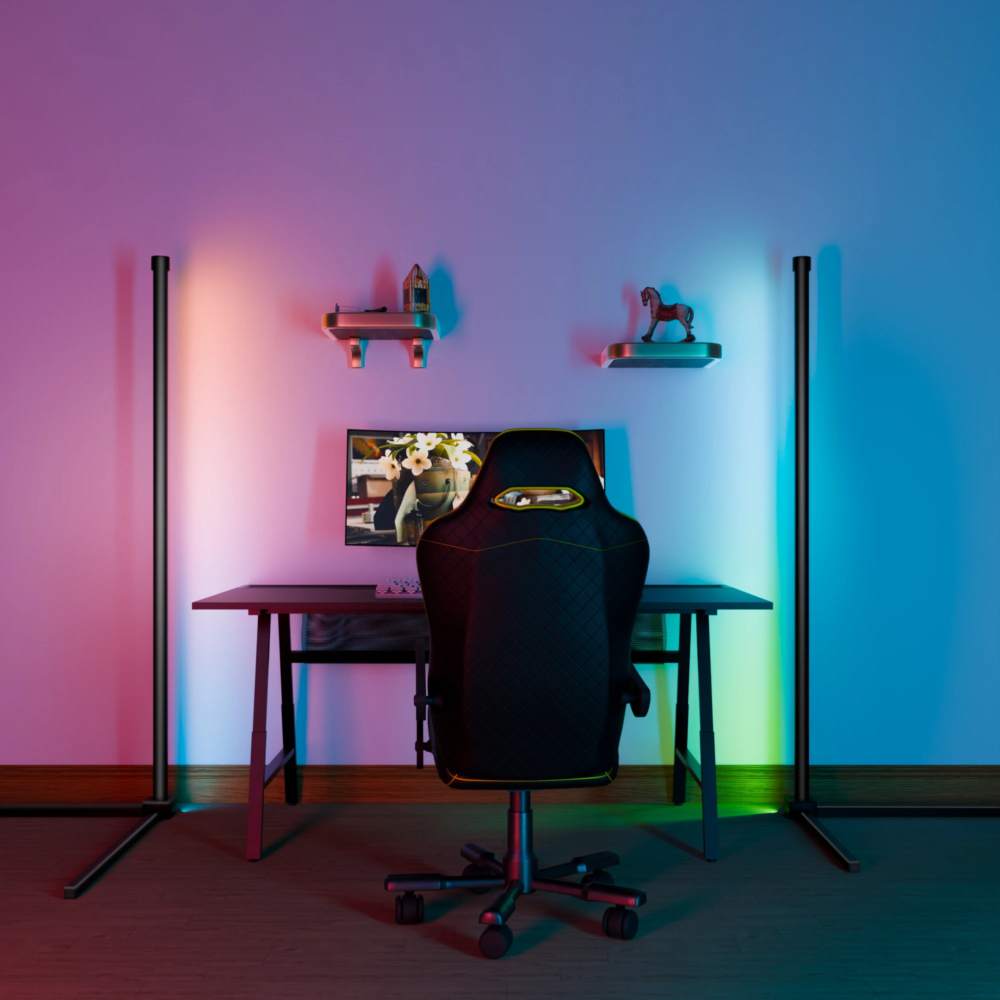 Smart RGB Dream Color Floor Lamp with Music Sync Modern 16 Million Color Changing Standing Mood Light with APP & Remote Control - Image 3