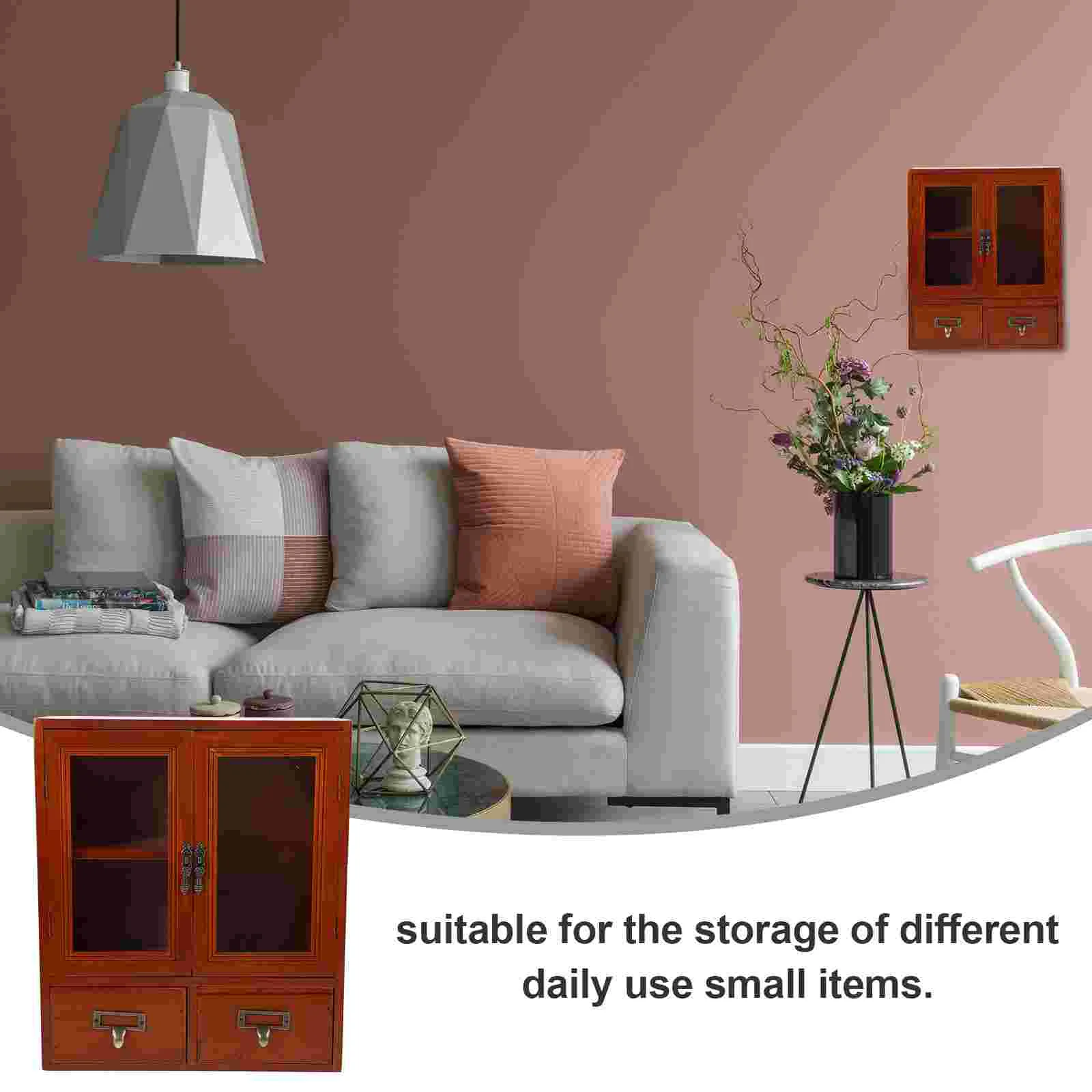 Wall Wooden Cabinet Countertop Storage Showcase Rural Furniture House Decoration Display for - Image 4