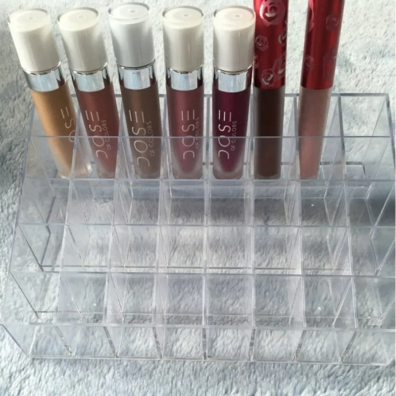 Trapezoid Clear Makeup Display 40 Lattices Lipstick Stand Case Cosmetic Organizer Holder Box Hot Sale High Quality - Image 4