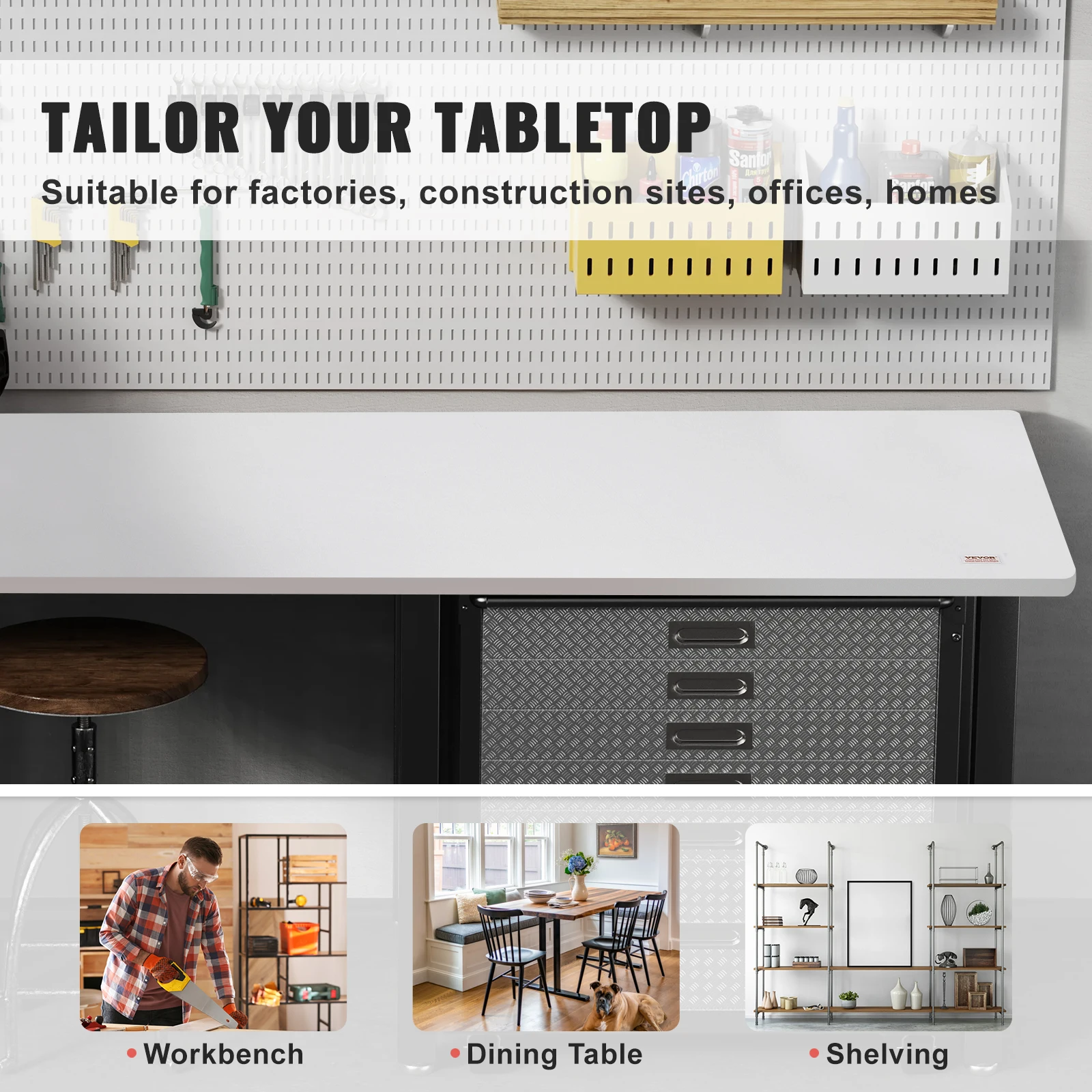 VEVOR Table Top 220.5 lbs Load Capacity Particle Board for Height Adjustable Electric Standing Desk Frame for Home and Office - Image 6
