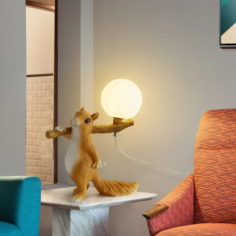 Bedside Lamp Table Lamp Children Desk Lamps Nordic Modern Creative for Living Room Bedroom Cute Decoration Squirrel Cartoon LED - Image 3