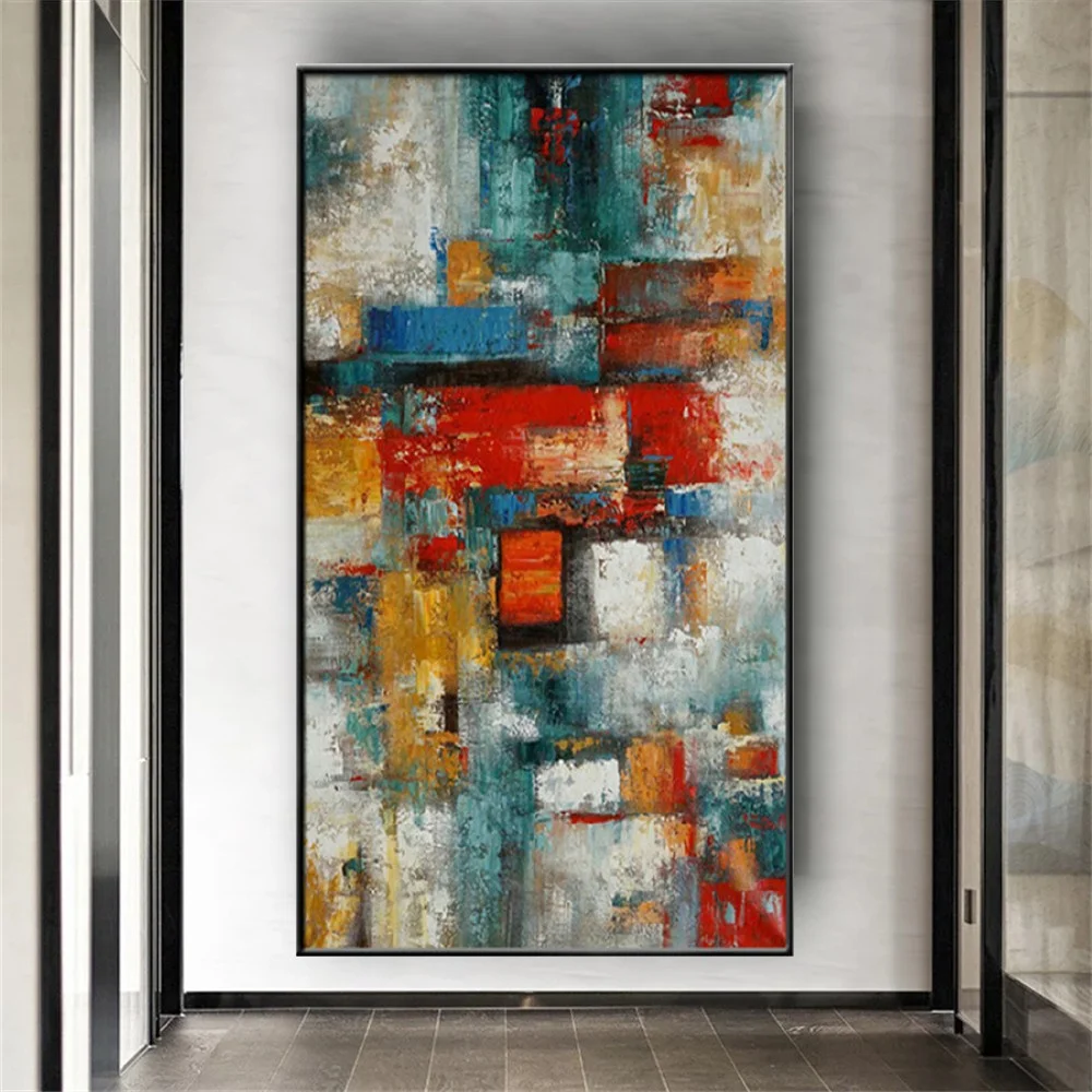 Mhemyo Large Abstract Hand Painted Canvas Art Oil Painting Home Decor Modern Pop Geometry Wall Art Picture For Living Room Decor - Image 4