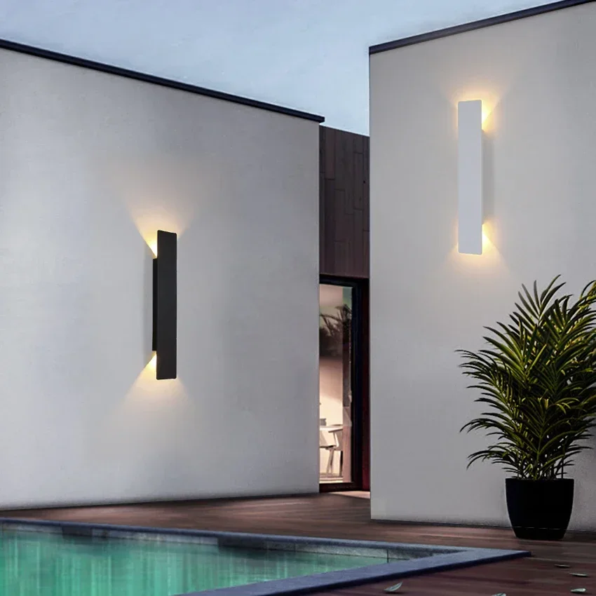 Outdoor Waterproof Wall Lamps Strip Aluminum Wall Lights 18W LED Black Wall Lamp Bedroom Exterior Outdoor Lighting Fixtures - Image 5