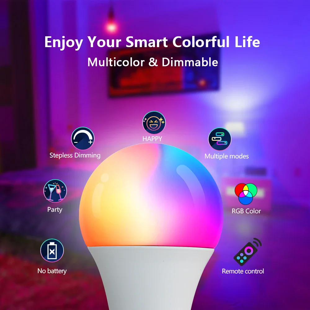 Tuya Smart E27 Bulb Dimmable RGB Smart Light Led Bulbs 5W 10W 15W LED Bulb Smart Life App Voice Control with Alexa Google Home - Image 3