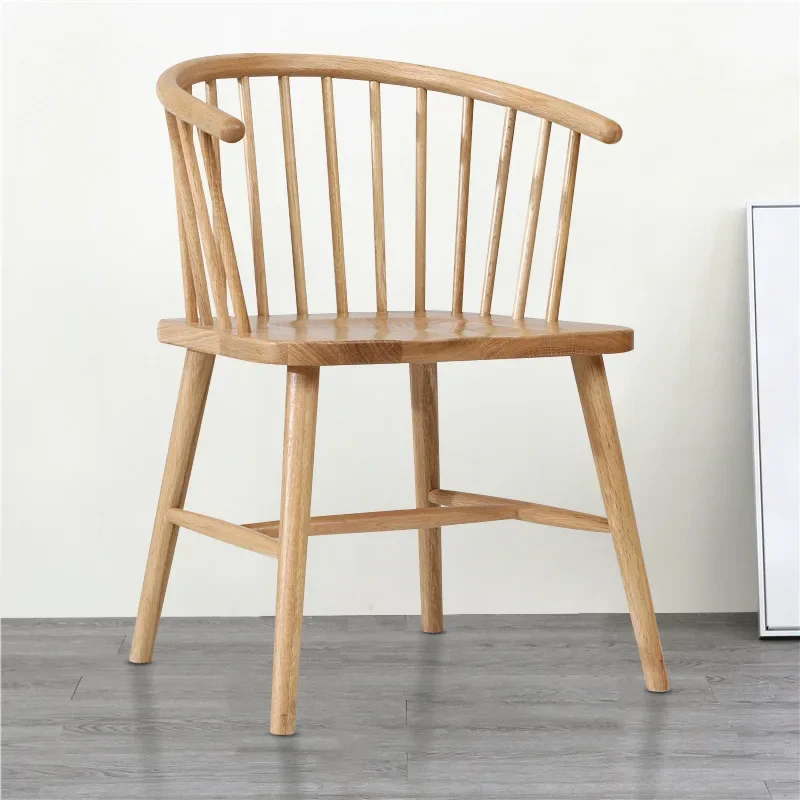 Nordic solid wood Windsor armchair simple hotel chair oak chair leisure princess chairs sales office negotiation chair - Image 2