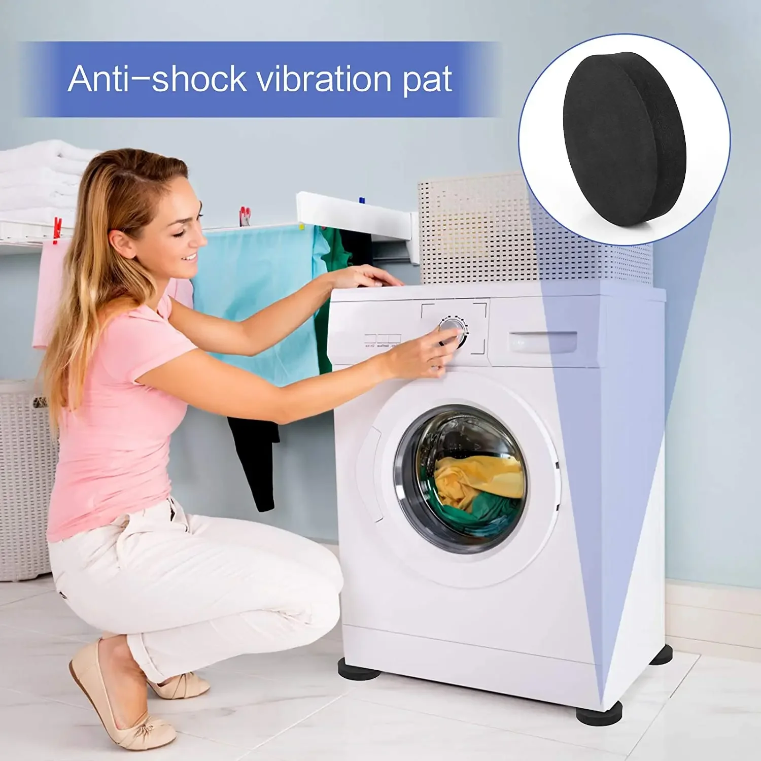 4Pcs Equipment Pads Anti Vibration Washing Machine Pads Shock Absorbing EVA Mats Vibration Isolation Mats for Dryer Treadmill - Image 4