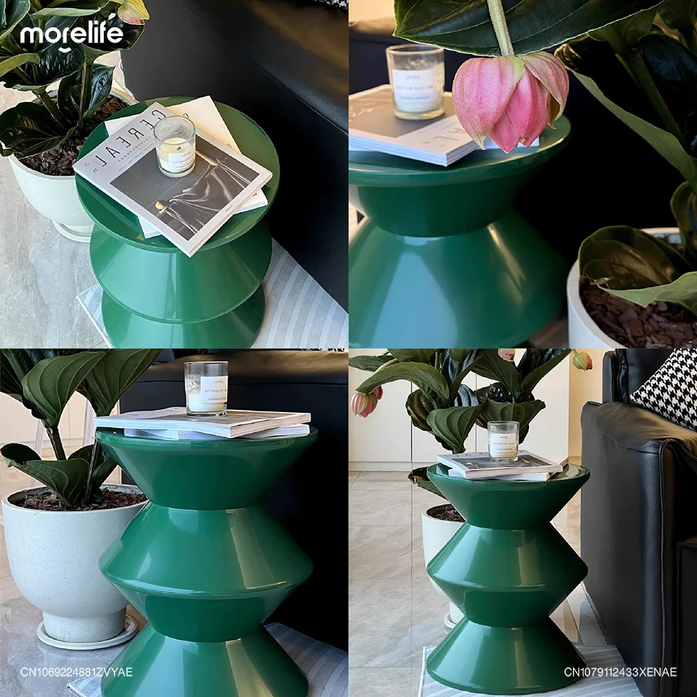 Round Small Coffee Table Plastic Footstool Living Room Sofa Side Tables Shoe Changing Stool Bedroom Small Nightstands Furniture - Image 3