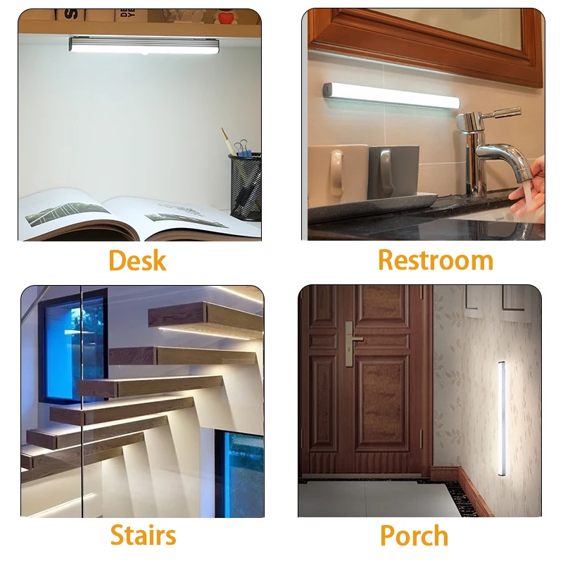 1 pc LED Bar Lights Rechargeable Motion Sensor Dimmable Detector Night Light Portable Induction Cabinet Lamp for Kitchen Room - Image 6
