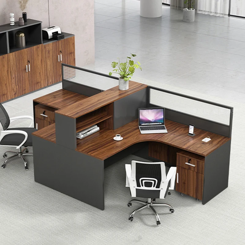 T shaped Staff Desk Office Furniture commercial 6 Person Modular partition workstation office table and chair Bureau de travail - Image 4