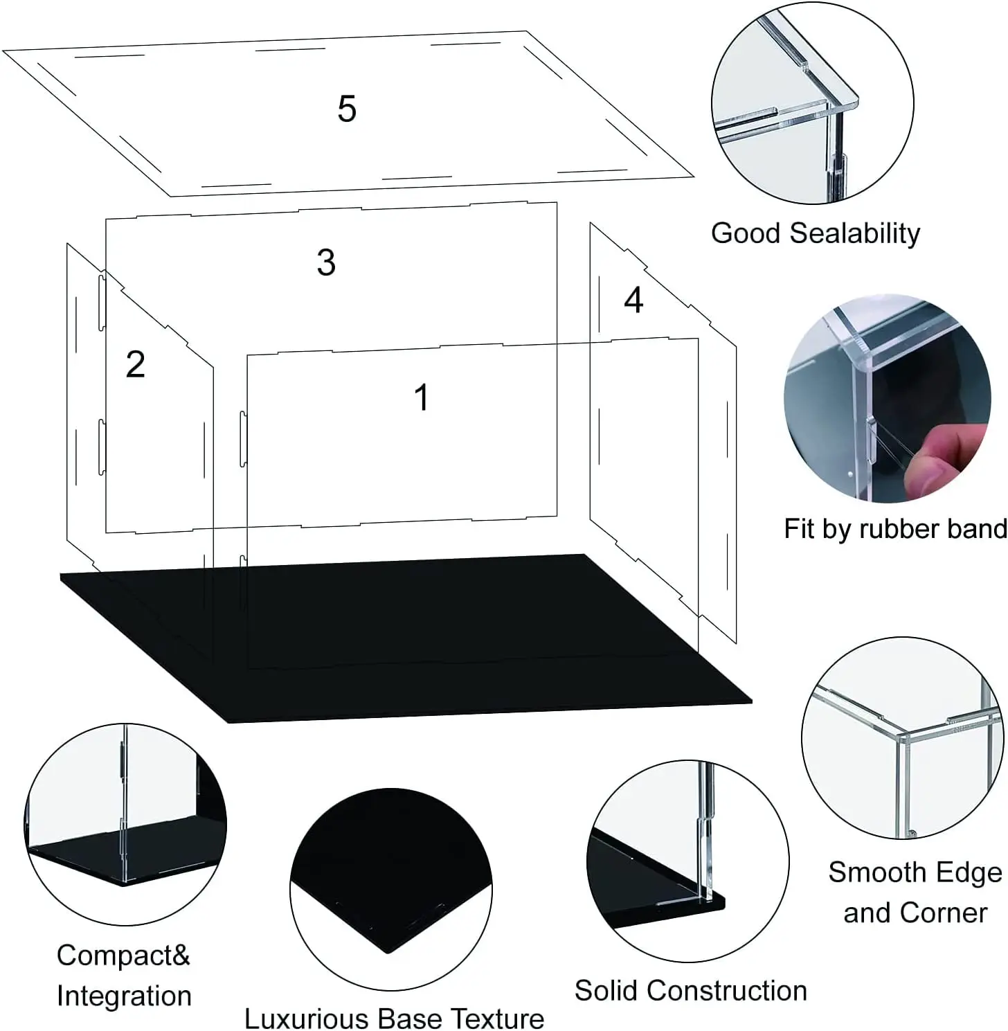 Acrylic Display Case for Collectibles Assemble Clear/Black Base Display Box Home Storage for Lego Figures Doll Toys Figurines - Image 3