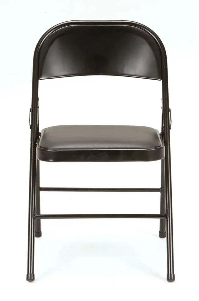 Steel Folding Chair (4 Pack), Black Furniture Accent Chair Modern Dining Table Dining Chair Outdoor Chair and Table - Image 5