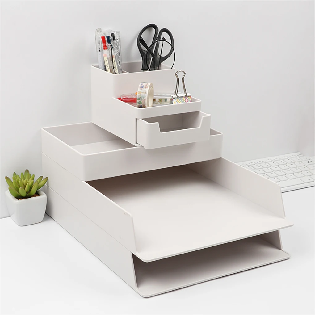 Office Desktop Organizer A4 Paper Drawer Storage Box Stackable File Cabinet Pen Holder Document Case Holder A4 Size Storage Box - Image 2