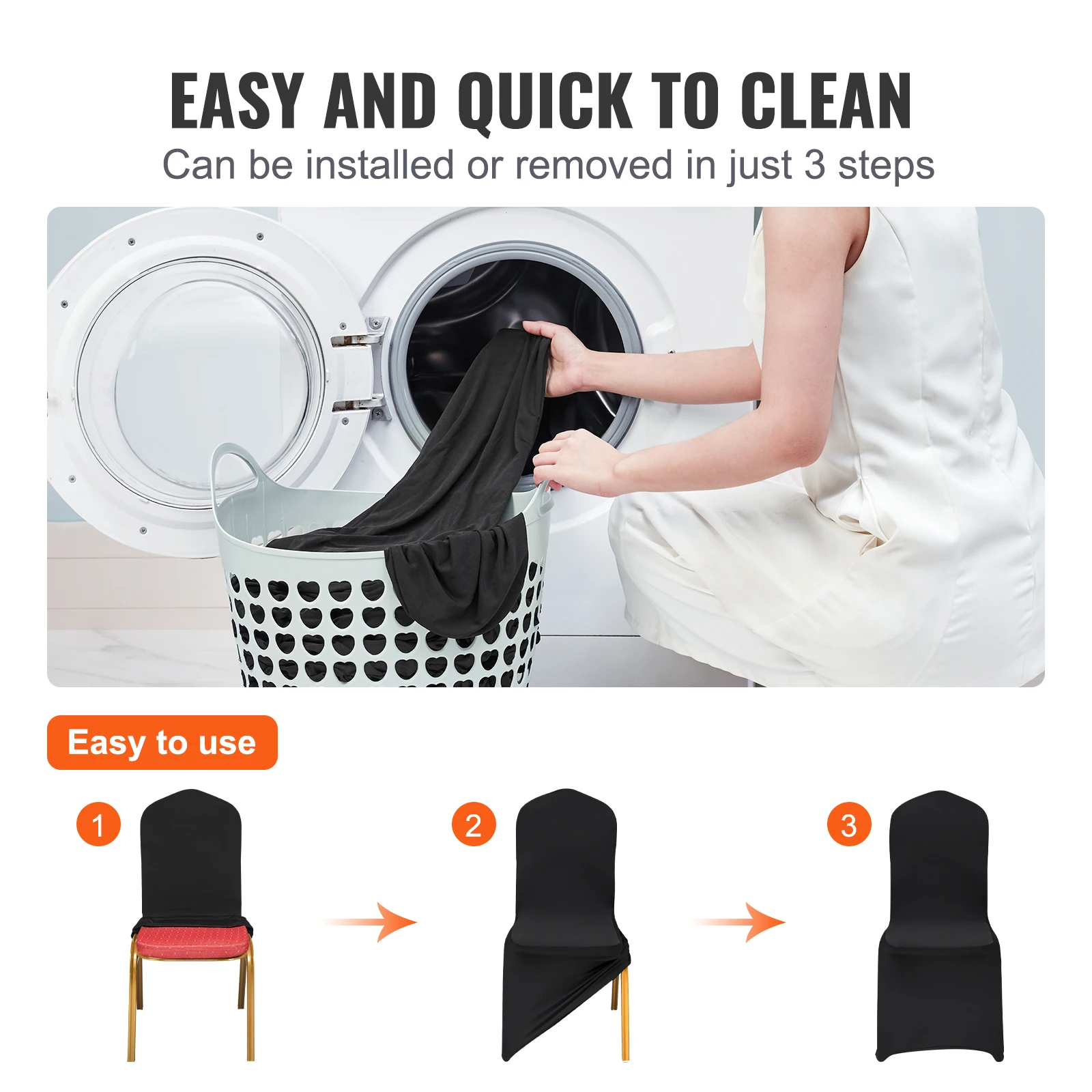 VEVOR 30PCS Stretch Spandex Folding Chair Covers Universal Fitted for Wedding Holiday Banquet Party Celebration Dining - Image 3