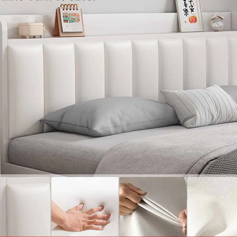 Elastic High End Double Bed Waterproof Kawaii Upholstered Queen Beds Twin Modern White European Camas De Dormitorio Furniture - Image 5