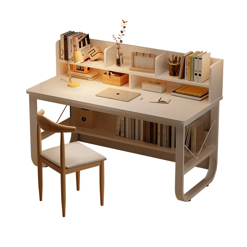Computer Desk Desktop Home Desk Bookshelf Integrated Bedroom Student Writing Desk Study Table with a Bookcase Office Table - Image 5