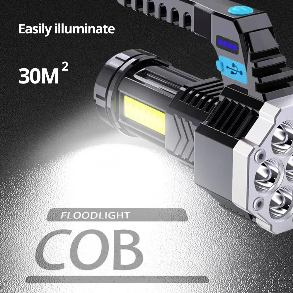 High Power Rechargeable Led Flashlights 7LED Camping Torch With Cob Side Light Lightweight Outdoor Lighting ABS Material - Image 4