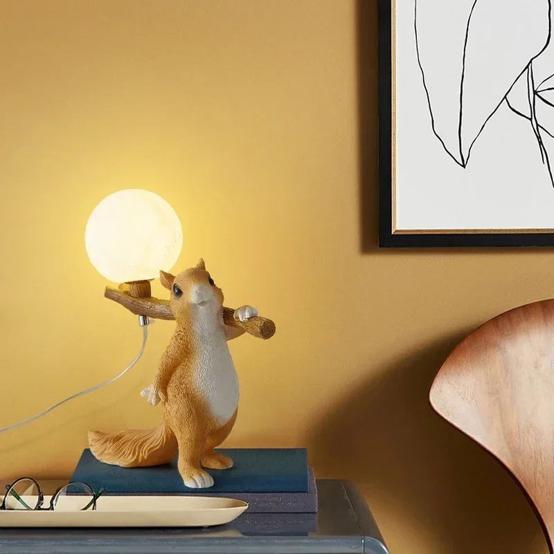 Bedside Lamp Table Lamp Children Desk Lamps Nordic Modern Creative for Living Room Bedroom Cute Decoration Squirrel Cartoon LED - Image 5