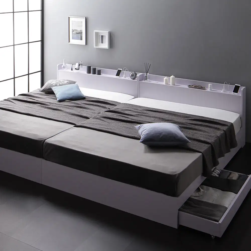 Customized Modern Bedrooms Sets Wood Storage Beds MDF Tatami Double Bed Frame With Storage and Headboard - Image 6