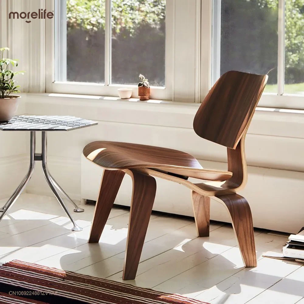 Molded Plywood Simple Leisure Chair Armchair Wood Legs Natural Living Room Century Wood Replica Accent Chairs Home Furniture - Image 3