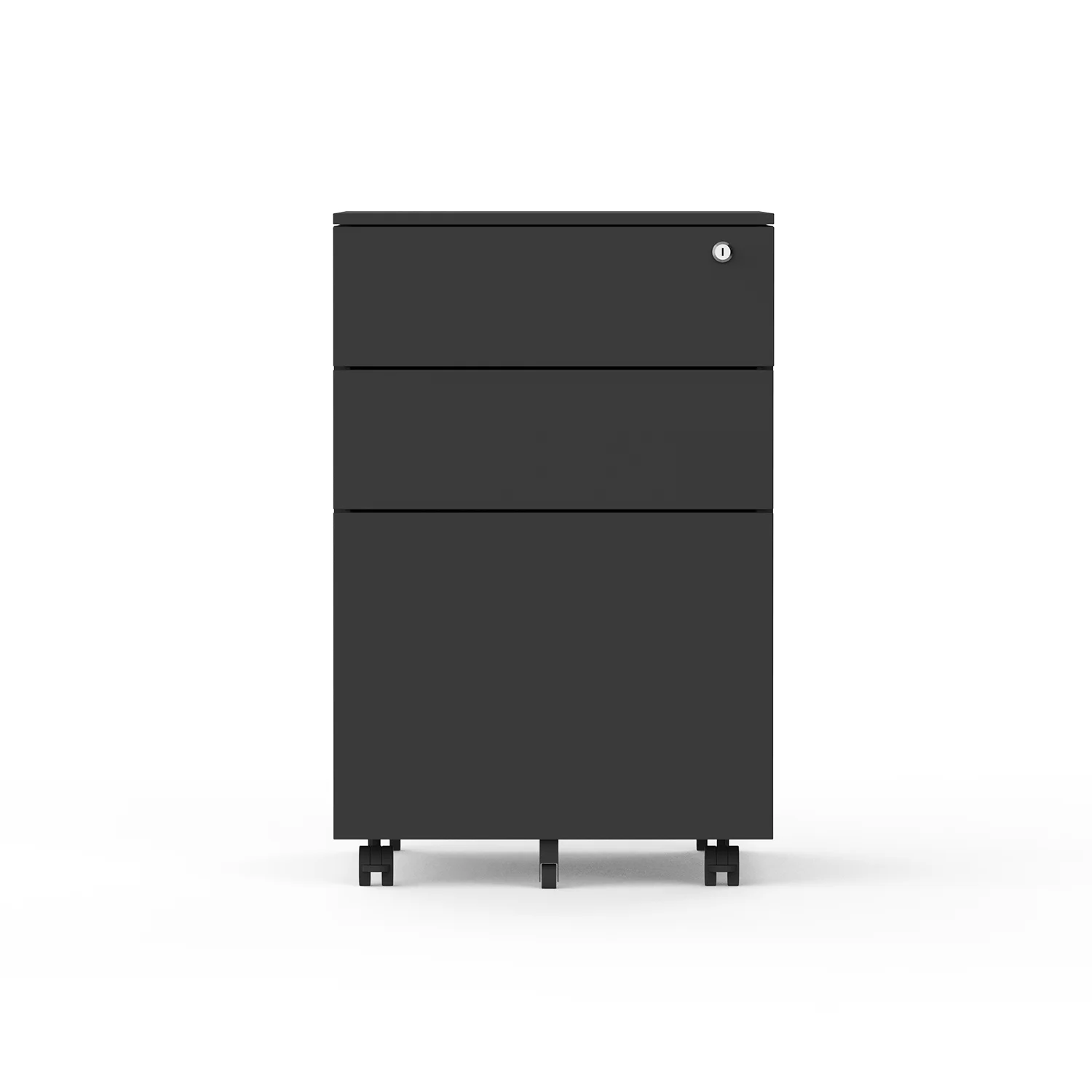 In Stock And Ready To Ship Black Mobile Pedestal 3 Drawer 4 Rolling Wheels A4 A5 Filing Storage Cabinet Under Office Desk - Image 5