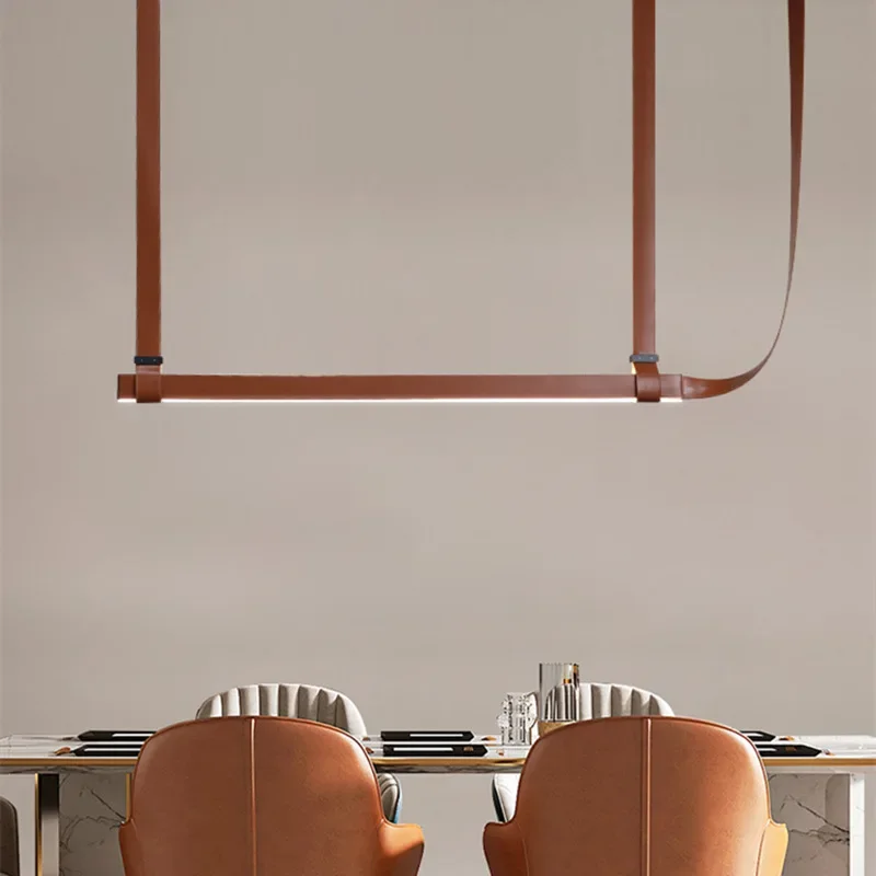 Nordic Leather Led Chandelier Dimming for Table Dining Kitchen Island Office Pendant Lamp Home Decor Lighting Lusters Fixture - Image 2