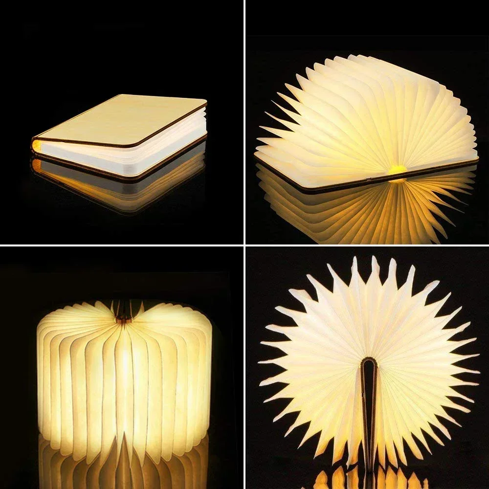 3D Folding Creative LED Night Light RGB Color USB Recharge Wooden Book Light Decor Bedroom Desk Table Lamp for Kid Brithday Gift - Image 4