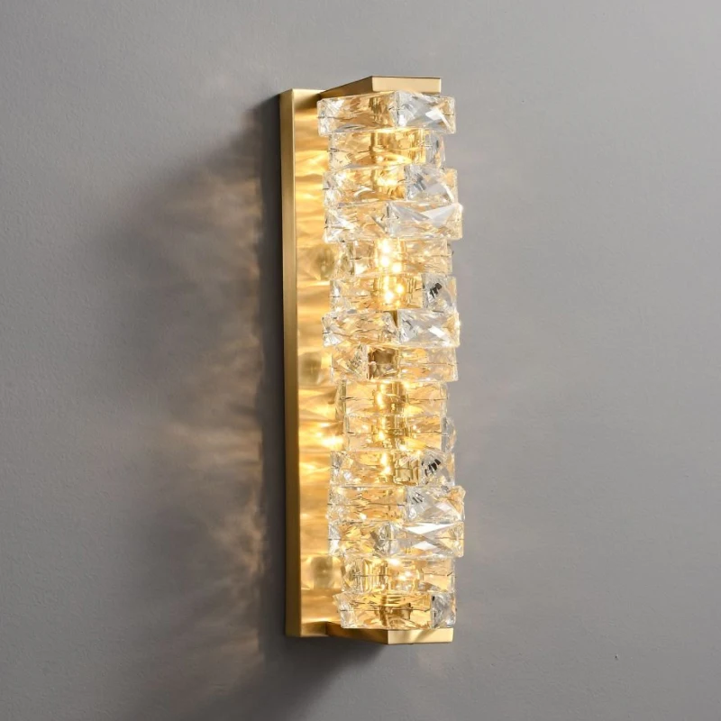 Full Copper Crystal Wall Lamp Light Luxury Living Room Bedroom Background Wall Headboard Corridor Luxurious Wall Lamp