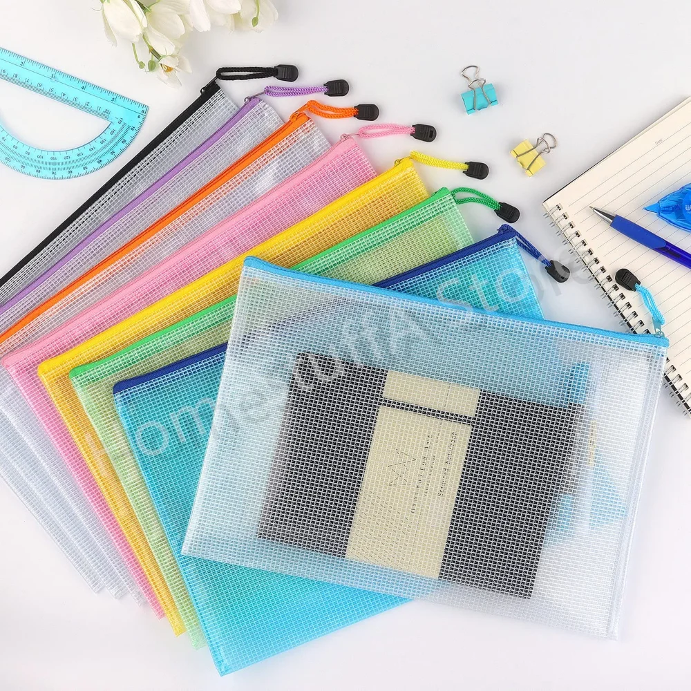 Mesh Zipper Pouch Zipper Bags A3/4/5/6 Waterproof Pvc Document Bag for Puzzle File Stationery Organizing Storage File Folders - Image 6