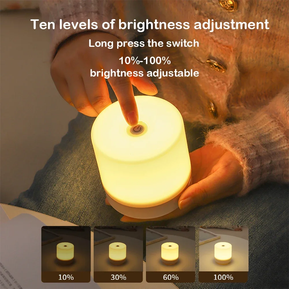 Touch Bedside Lamp Small USB Charging Night Light 3 Modes Dimming Table Lamp Bedroom Eye Protection For Kids Gift LED Book Lamp - Image 3