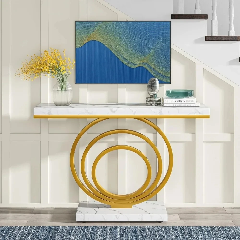 41-Inch Gold Entryway Table, Modern Console Table Narrow Long, Contemporary Accent Table for Living Room, Hallway, Entrance - Image 4