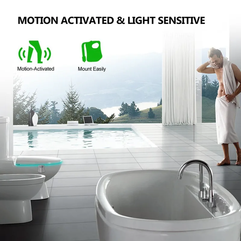Toilet Night Light Motion Sensor Toilet Lights LED Washroom Night Lamp 8 Colors Toilet Bowl Lighting For Bathroom Washroom - Image 5