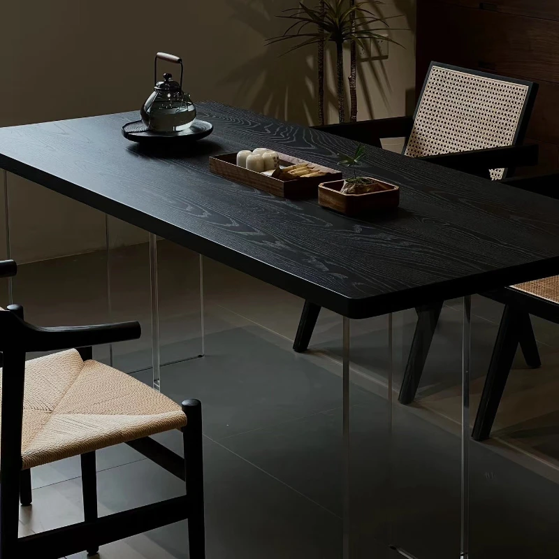 Black Transparent Dining Table Nordic Solid Wood Design Coffee Kitchen Tables Acrylic Retro Tavoli Da Pranzo Furniture HD50CZ - Image 3