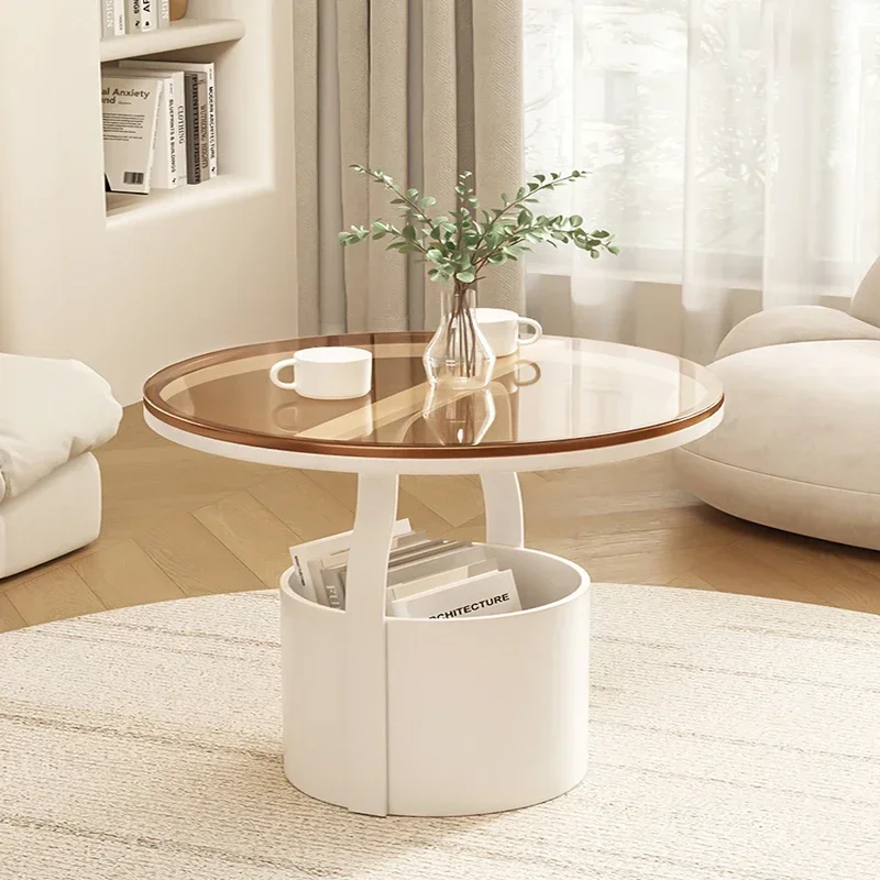 Simple Mini Sofa Side Table, Creative Round Coffee Table, Light Luxury Corner Table for Home Compact Accent Table, Coffee